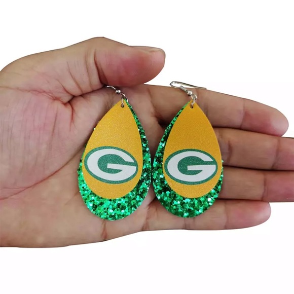 Green Bay Packers Glitter drop earrings NEW - Picture 2 of 2